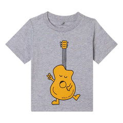 Stella McCartney Kids - Camiseta de Algodón Orgánico con Guitarra Gris
