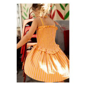 Louis Louise - Vestido fruncido a rayas Eden | Naranja