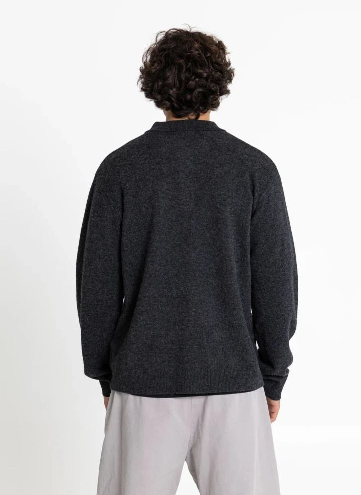 Smallable Man - Suéter de Polo de Lana Merino Chopin | Gris carbón