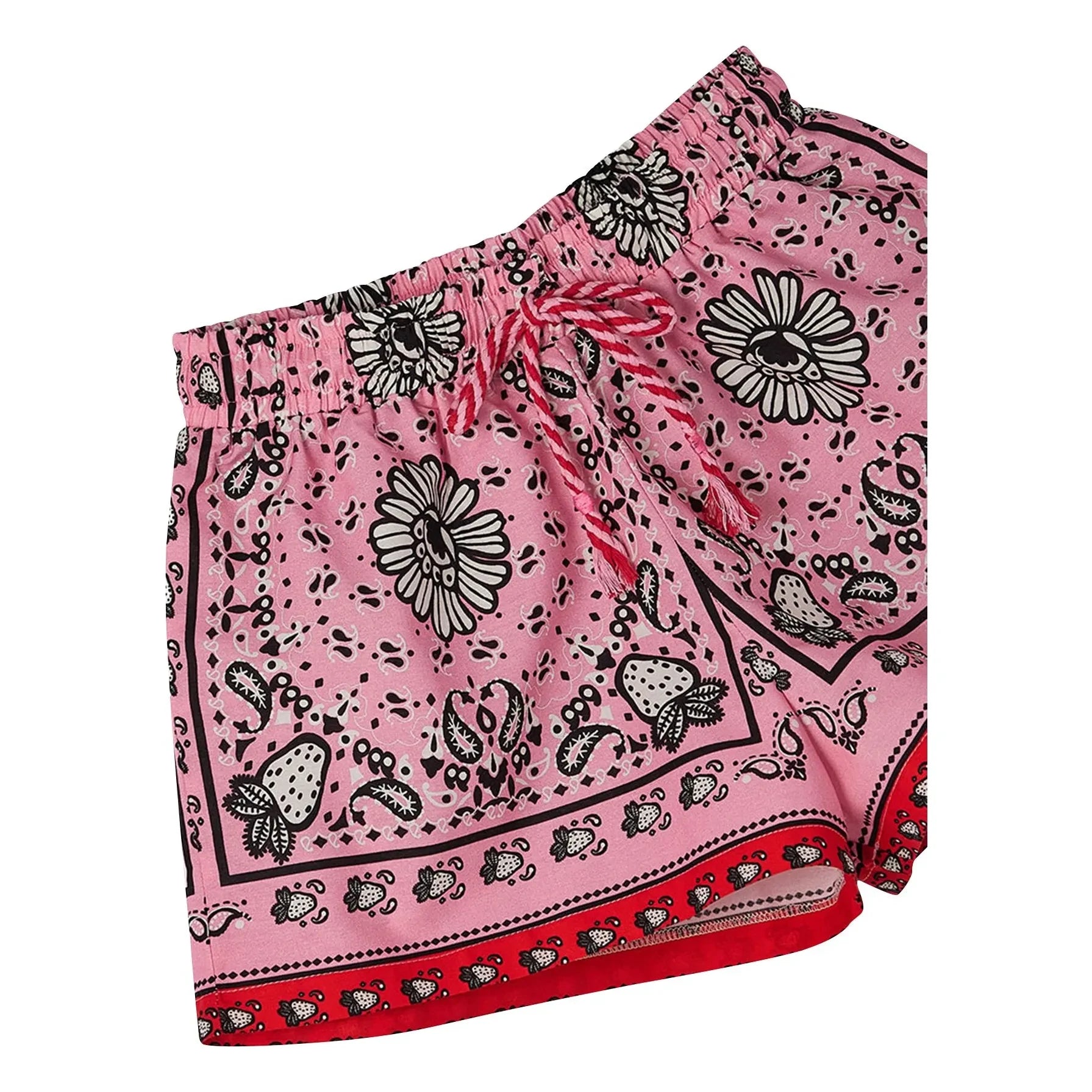 Fabula - Bandana rosa corta con cordones