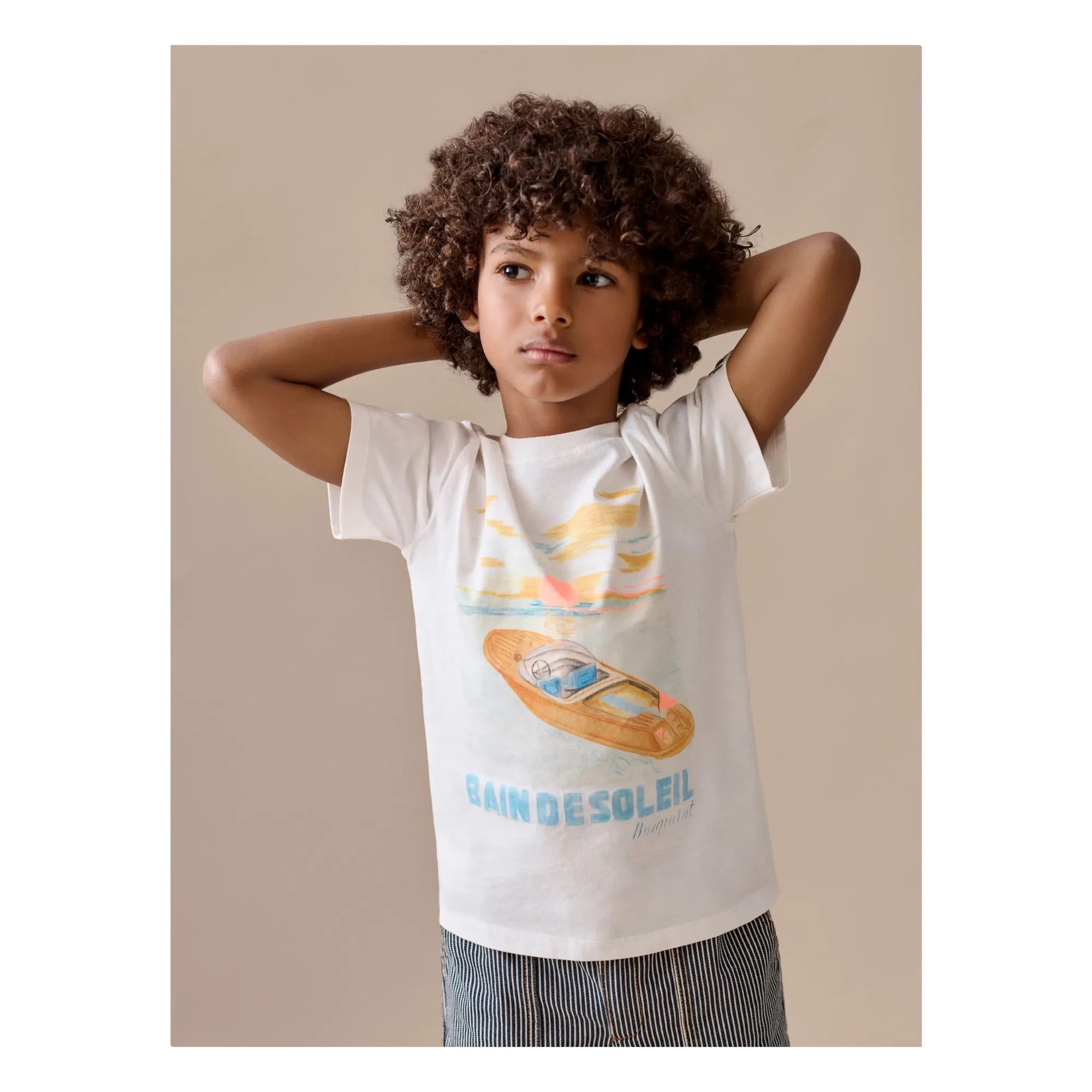 Bonpoint - Camiseta de algodón orgánico Thibald Sun Bath | Crudo