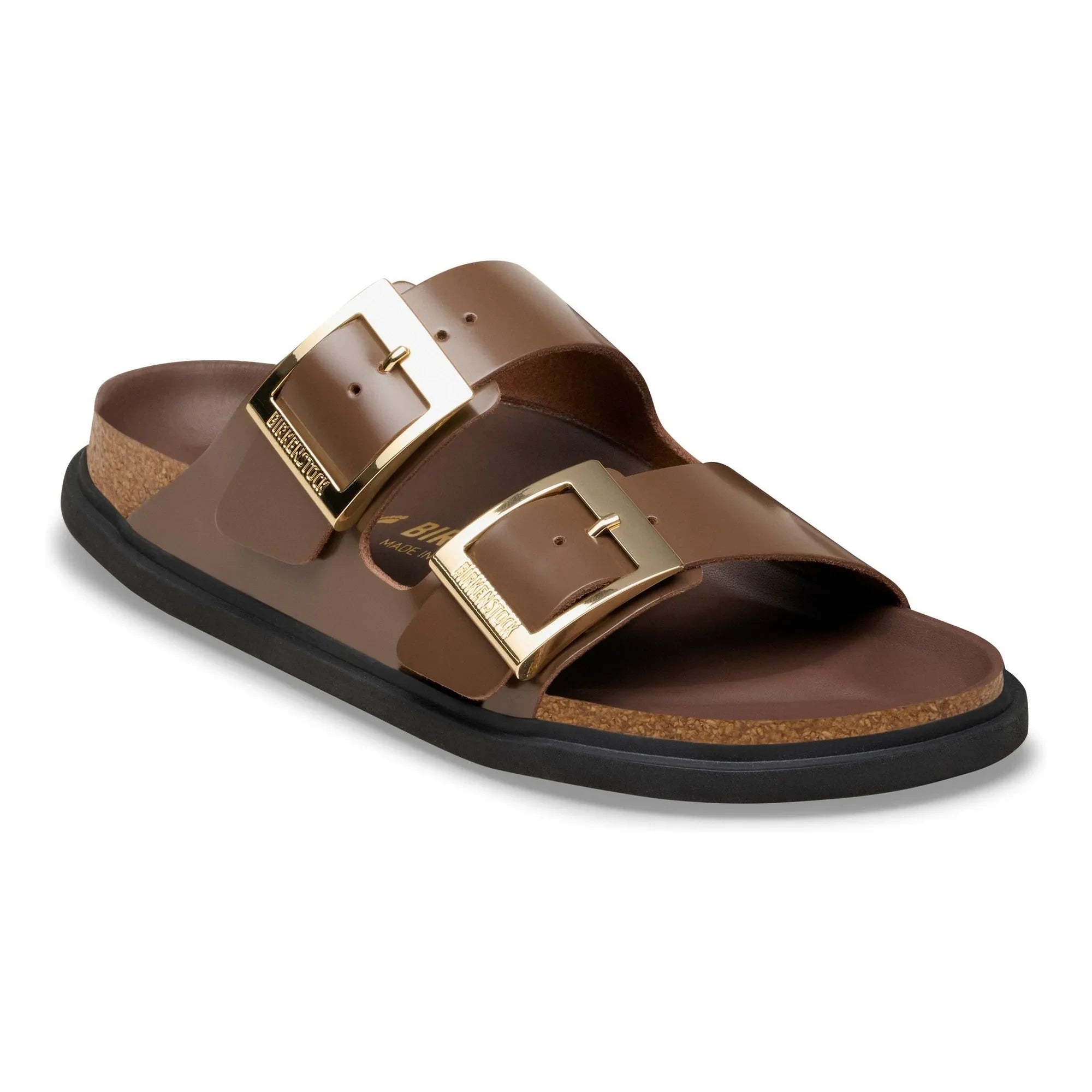 BIRKENSTOCK - Sandalias Arizona con hebillas en forma de lágrima de charol | Marrón