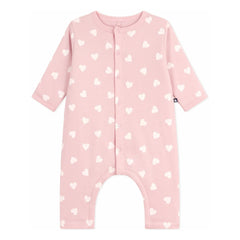 Petit Bateau - Pelele de corazones acolchados de algodón | Rosa claro