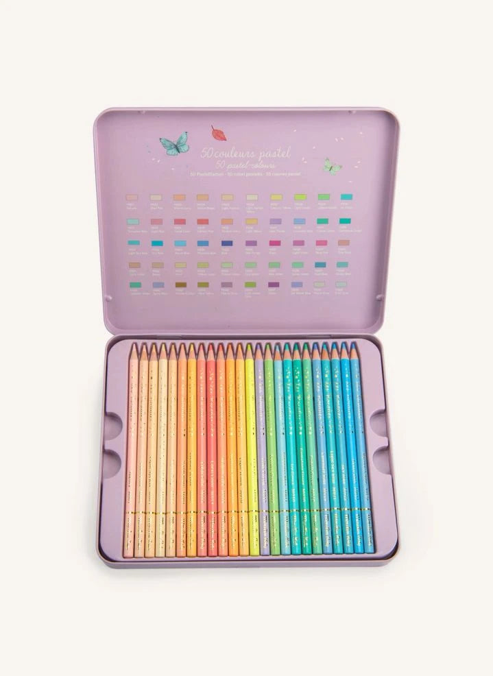 Moulin Roty - Caja de lápices de colores pastel - Les Rosalies
