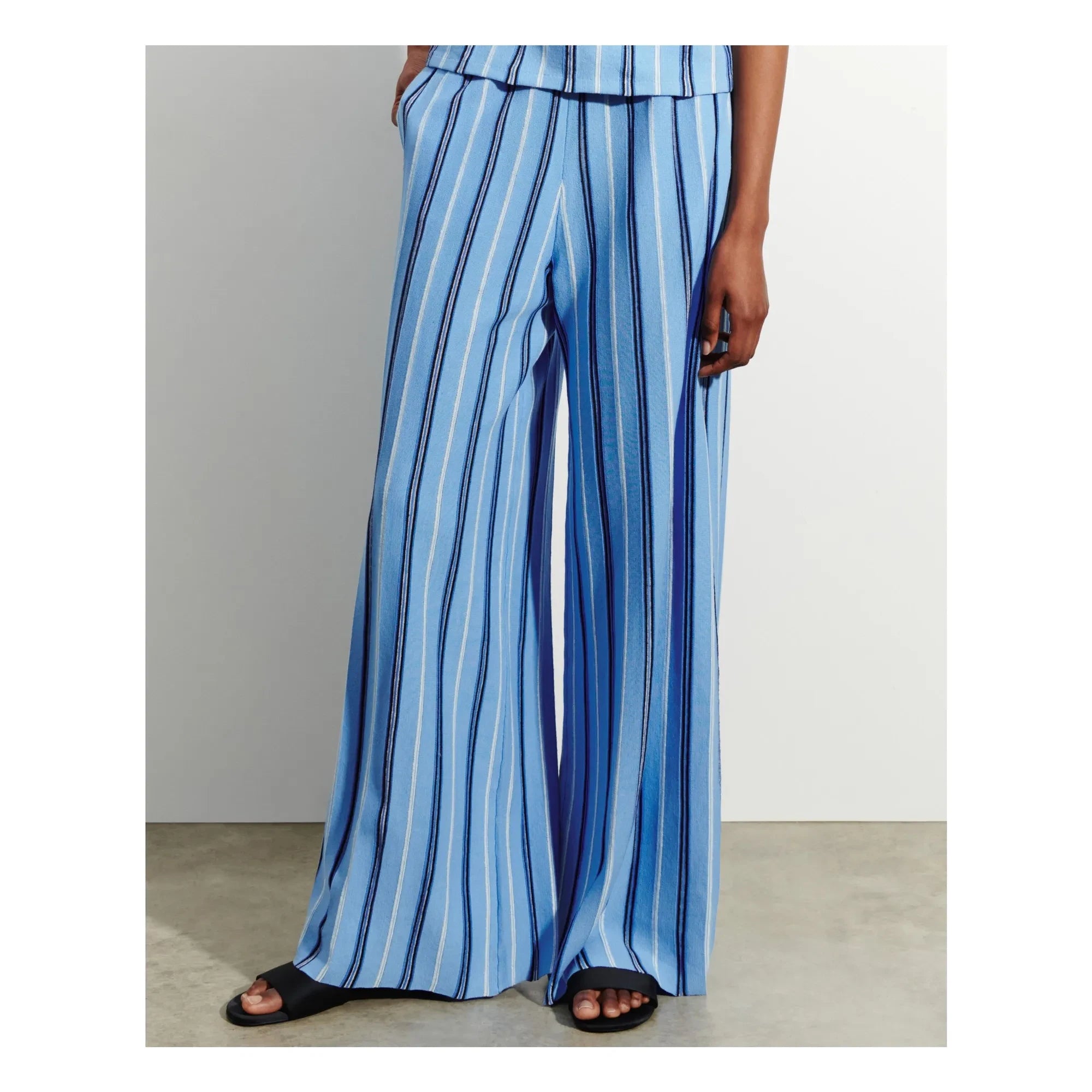 Bompard - Pantalones a rayas de lino, algodón y seda | Azul