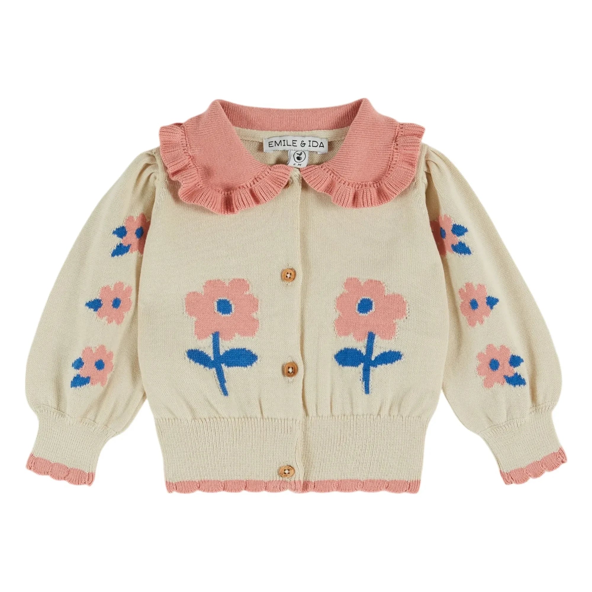 Emile et Ida - Cárdigan de algodón orgánico con estampado floral | Beige