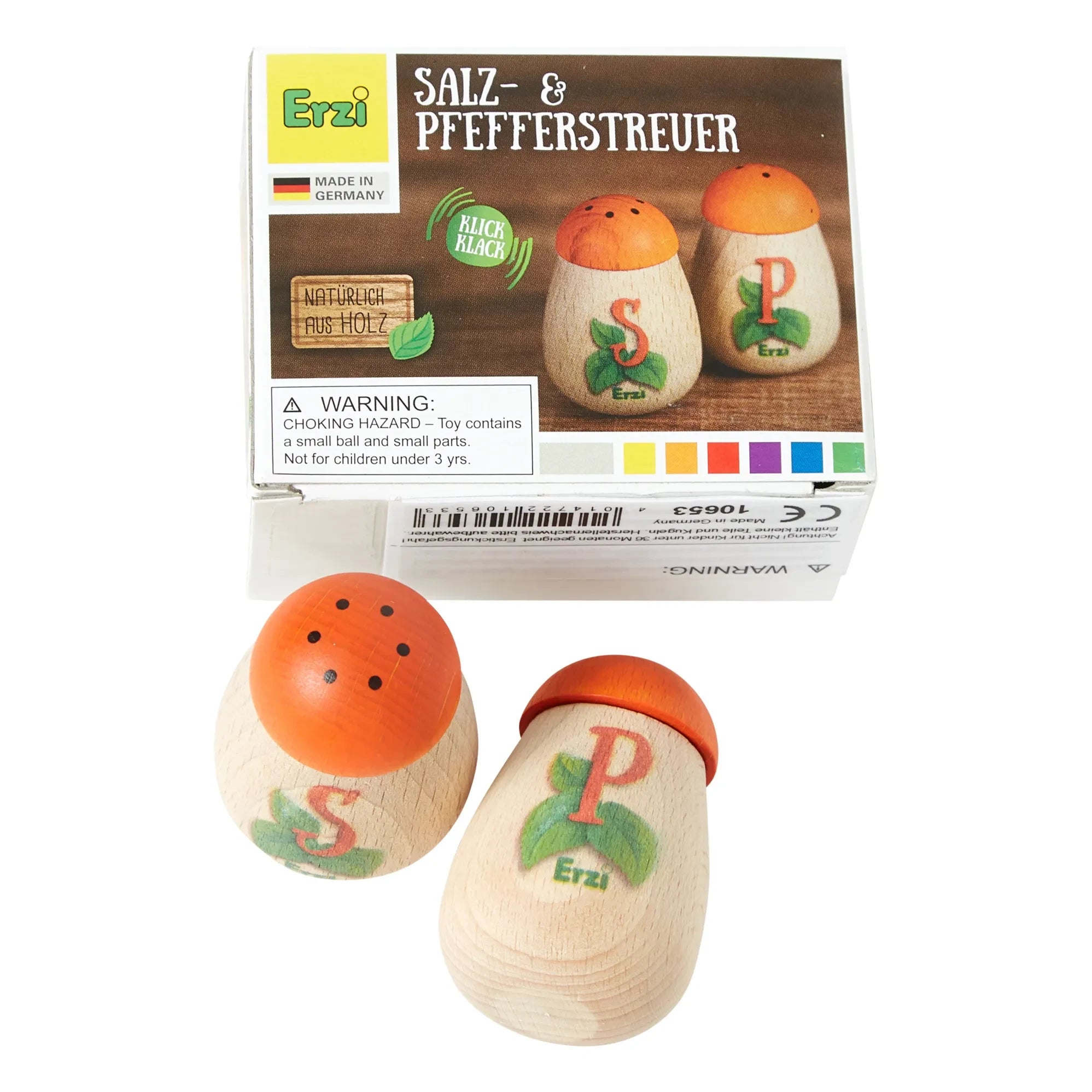Erzi - Saleros y pimenteros de madera de juguete