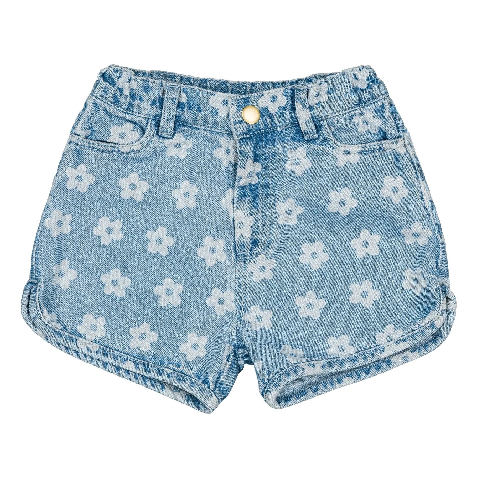 Louis Louise - Shorts vaqueros Andrea con flores | Azul claro