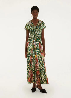 Farm Rio - Vestido de Pájaros y Hojas | Verde