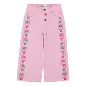 Piupiuchick - Pantalón Flare Fleuri Twill | Rosa