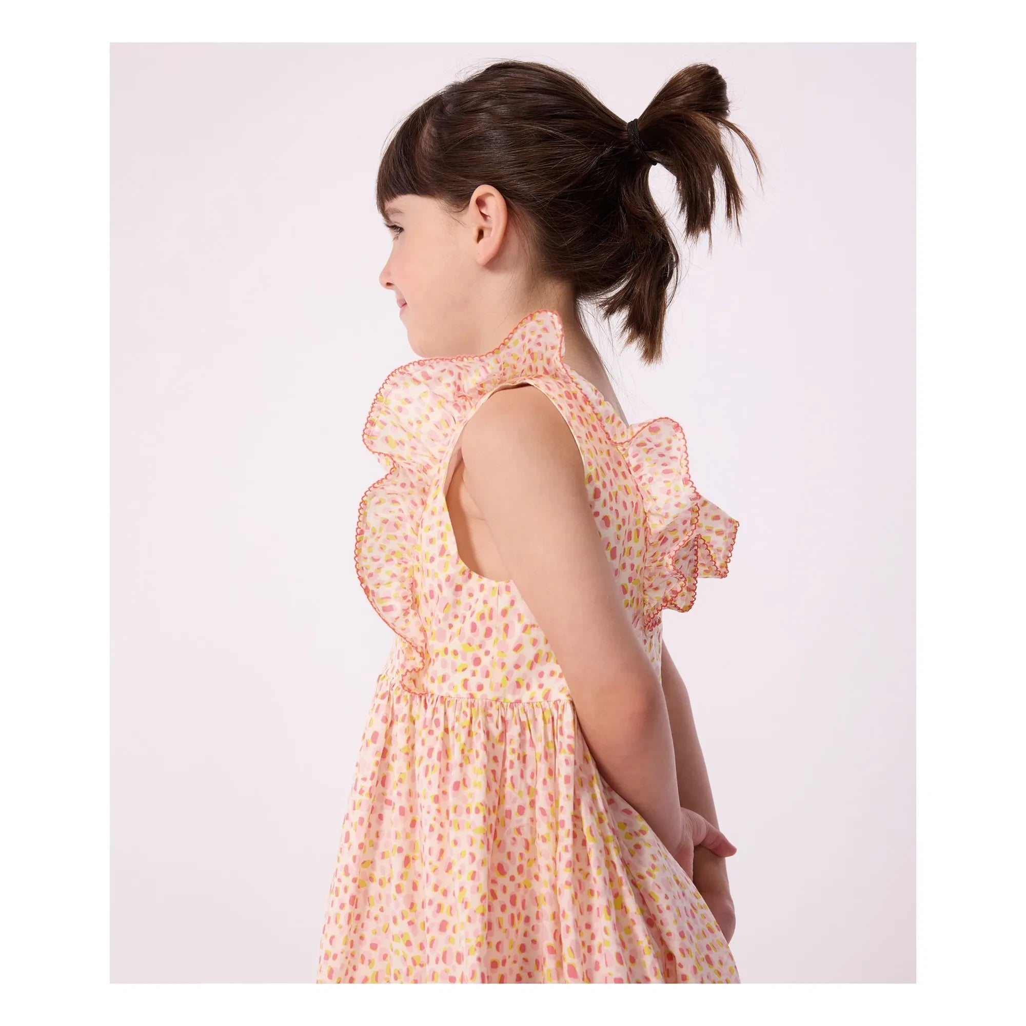 Petit Bateau - Vestido de popelín de algodón orgánico con lunares | Coral