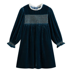 C'era Una Volta - Vestido fruncido Silvia Velours | Azul marino