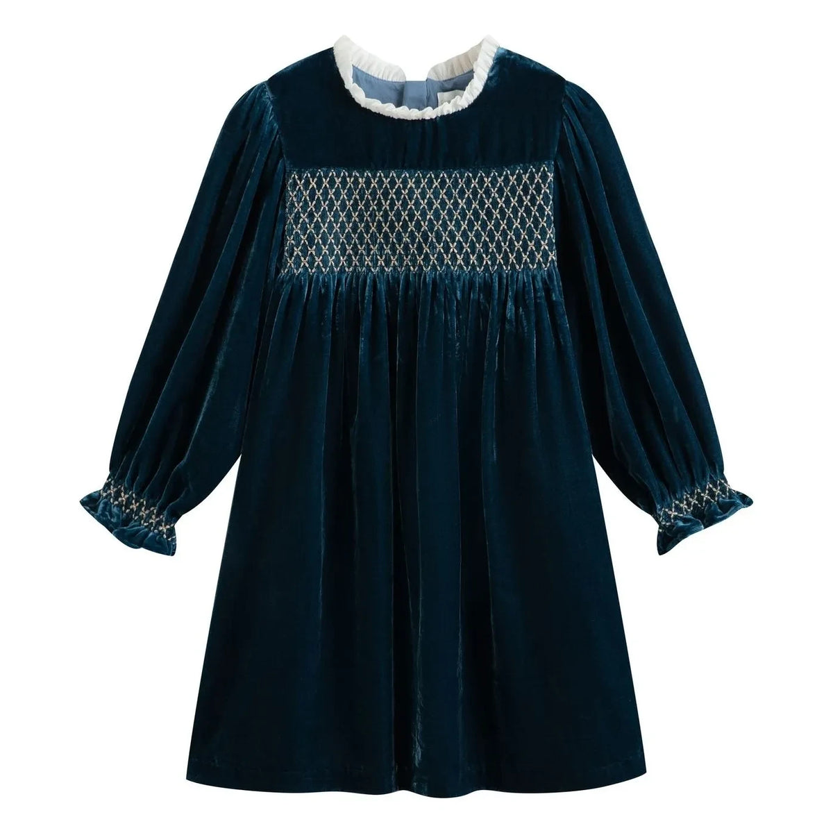 C'era Una Volta - Vestido fruncido Silvia Velours | Azul marino