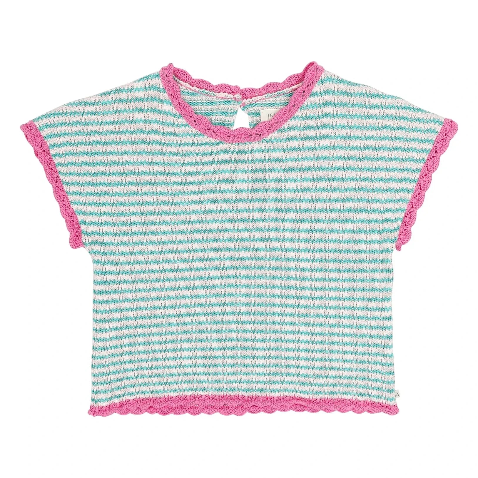 Jenest - Top de algodón orgánico con rayas Pointelle Lola | Turquesa