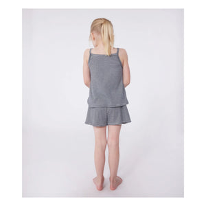 Petit Bateau - Pantalones cortos de pijama con tirantes de brioche de algodón orgánico | Azul marino