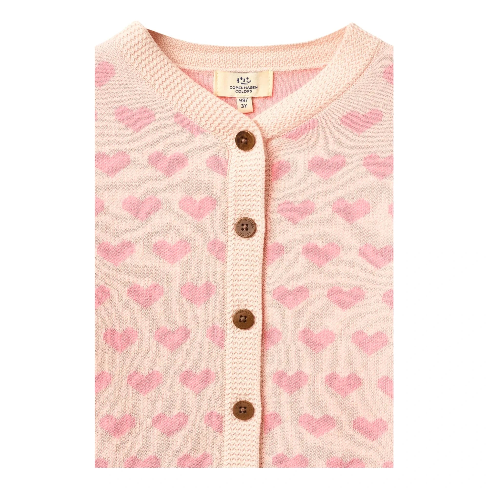 Copenhagen Colors - Cárdigan de Corazones de Algodón Orgánico | Rosa