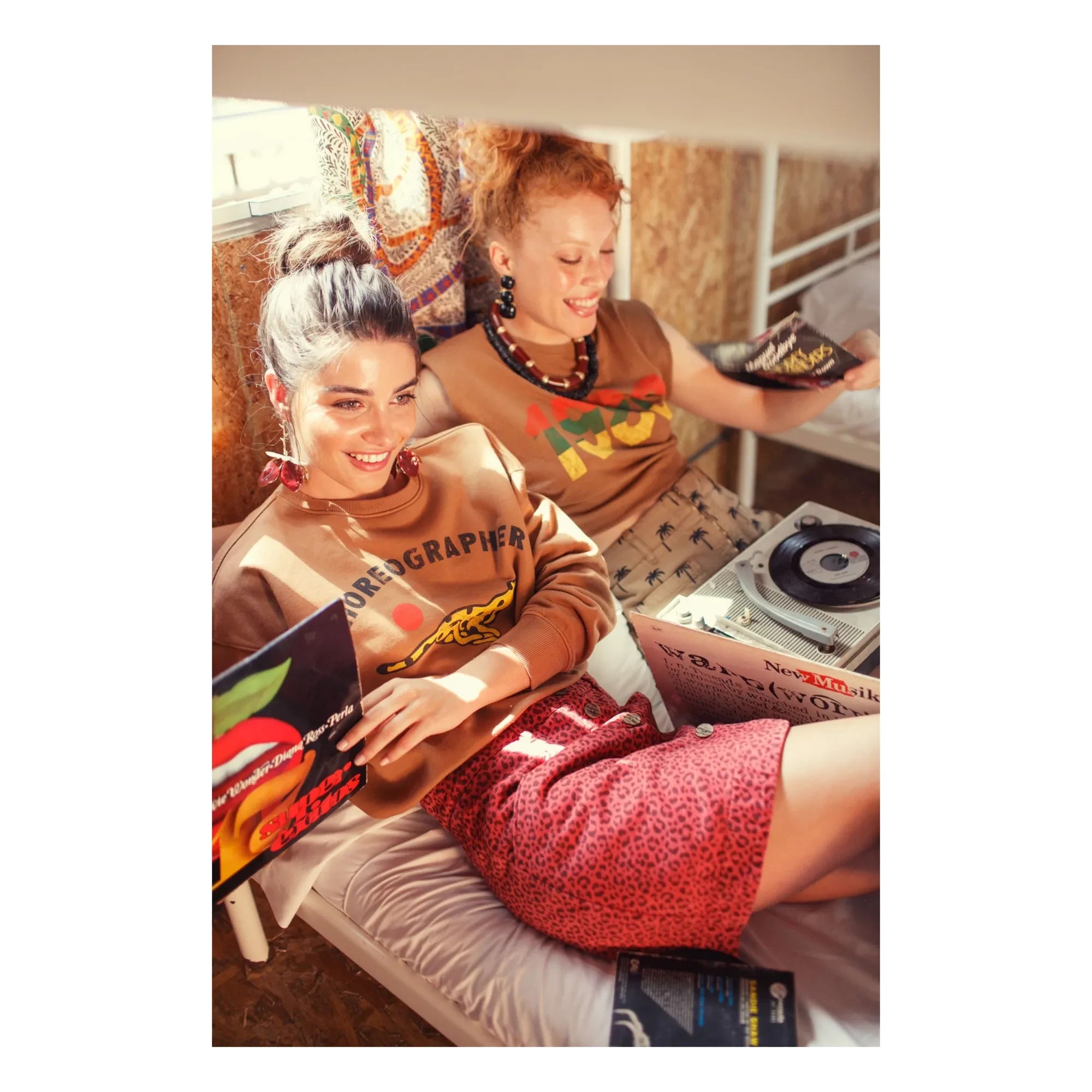 Sisters Department - Falda de algodón con estampado de leopardo | Frambuesa
