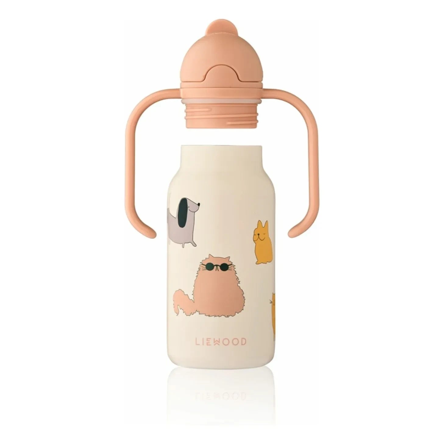 Liewood - Kimmie paslanmaz çelik su şişesi - 250 ml | Cats and Dogs/Sandy