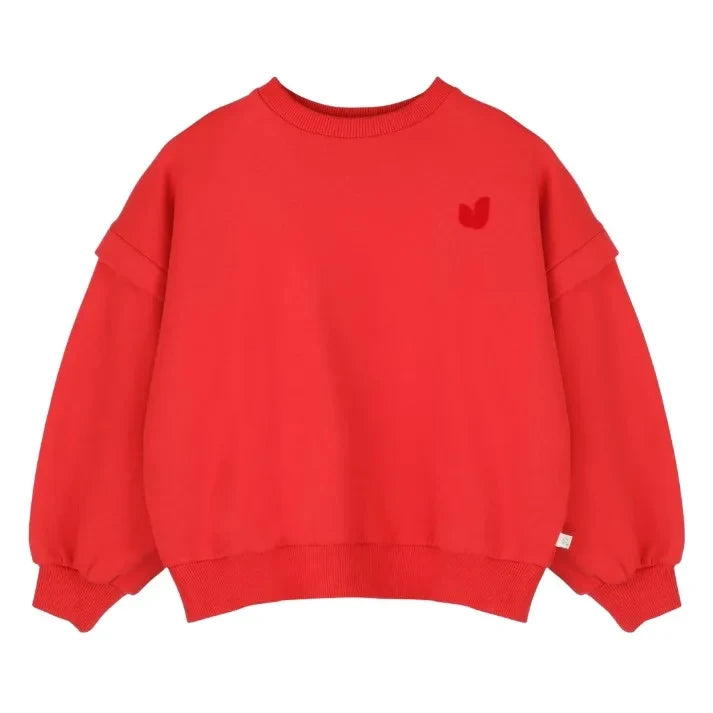 Jenest - Organik pamuk balon sweatshirt | Kırmızı