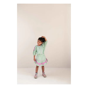 Jenest - Cécile Falda bordada de lino | Verde almendra