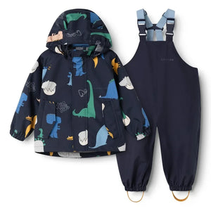Liewood - Conjunto impermeable Manu Dinosaurs hecho con fibras recicladas | Azul marino