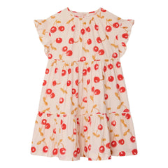 Bonpoint - Vestido de algodón orgánico Léontine Cerezas | Rojo