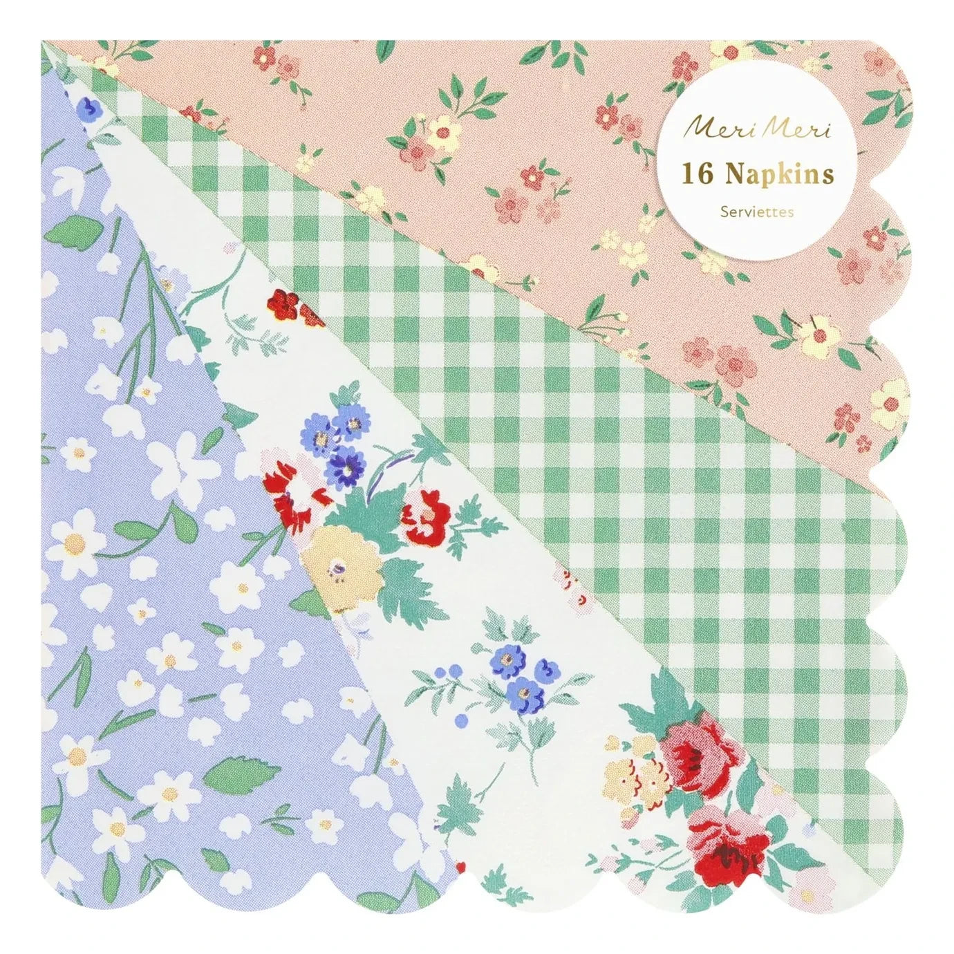 Meri Meri - Servilletas de papel Patchwork - Set de 16