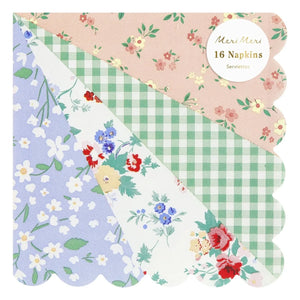 Meri Meri - Servilletas de papel Patchwork - Set de 16