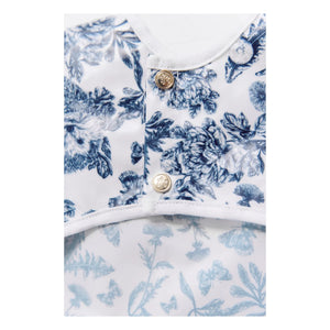 Tartine et Chocolat - Babero con mangas con revestimiento Toile de Jouy | Azul marino