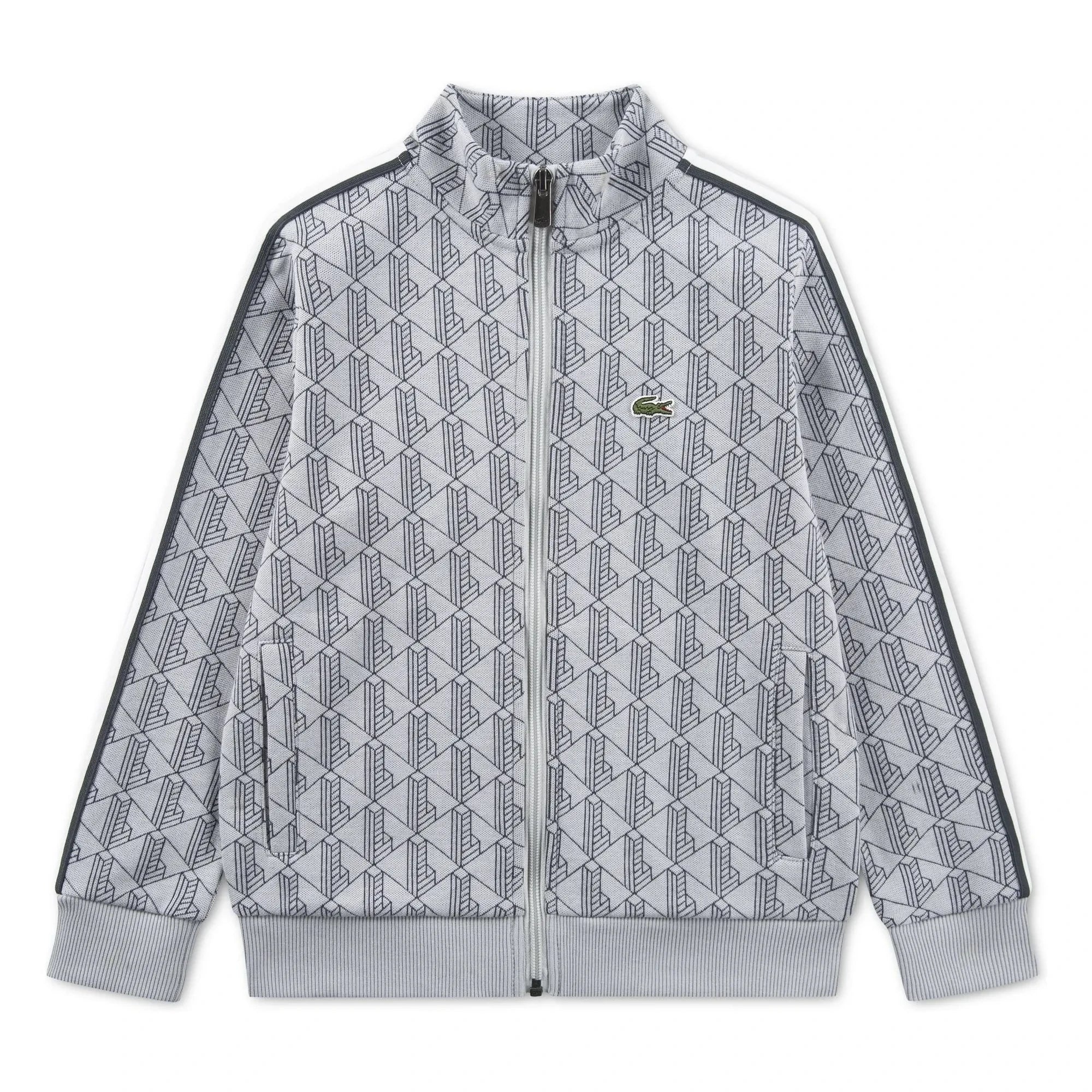 Lacoste - Sudadera con cremallera y monograma de algodón orgánico | Gris claro