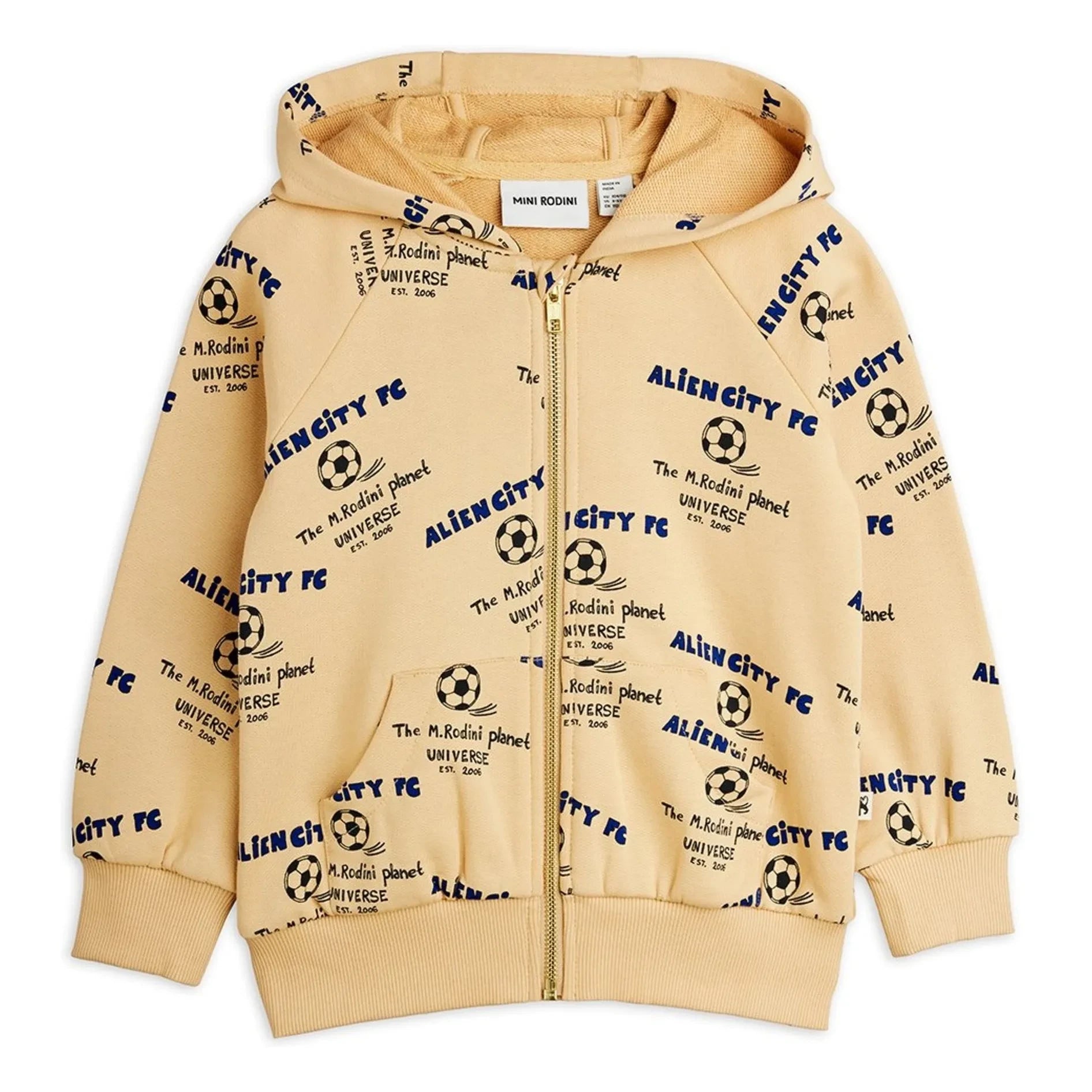 Mini Rodini - Sudadera con capucha de algodón orgánico Alien City | Beige