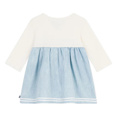 Petit Bateau - Vestido Fruncido de Chambray | Crudo