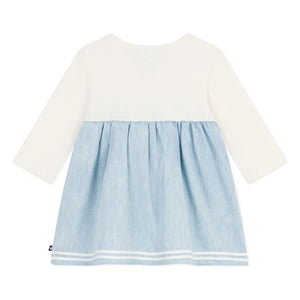 Petit Bateau - Vestido Fruncido de Chambray | Crudo