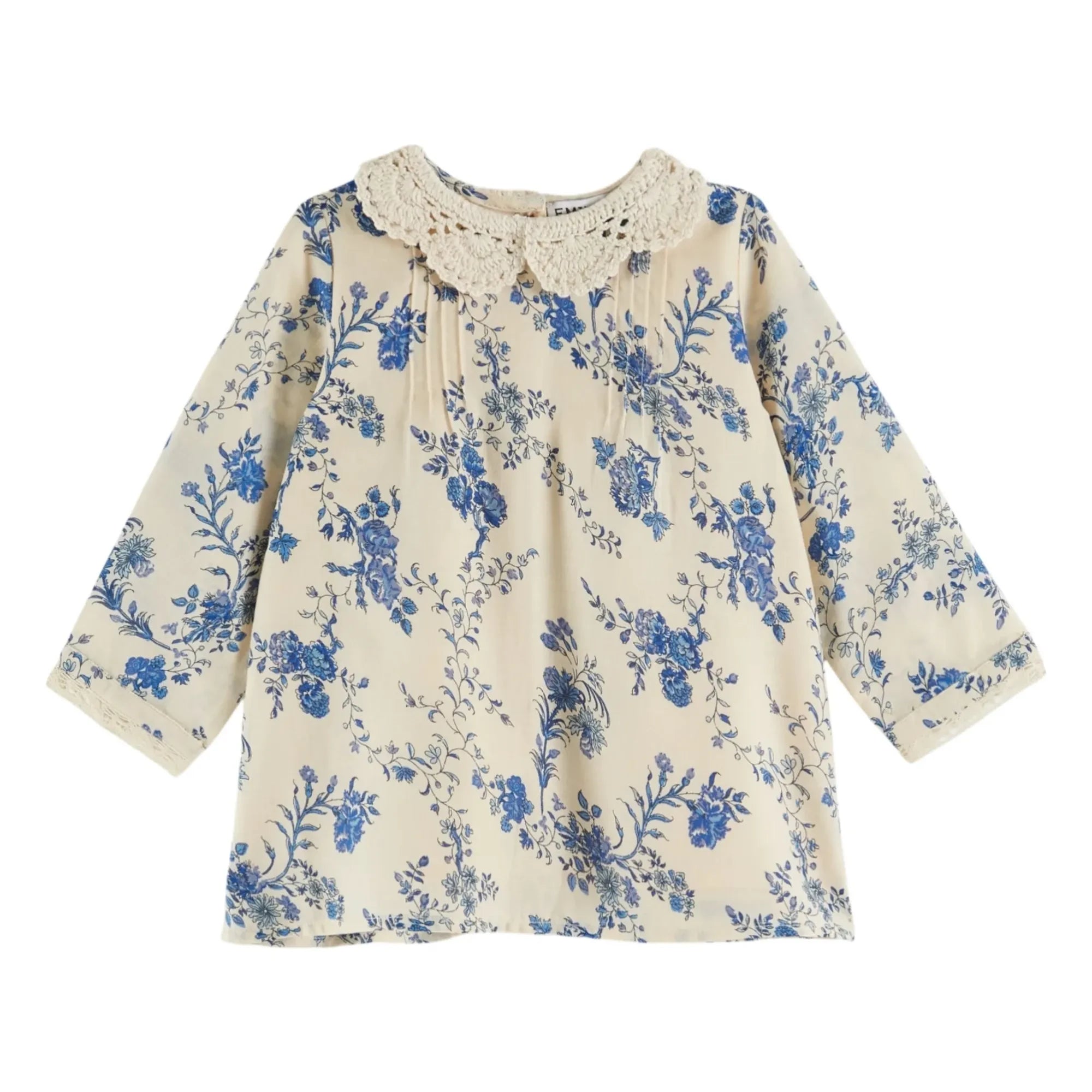 Emile et Ida - Vestido de punto con cuello bordado Fleurie | Crudo