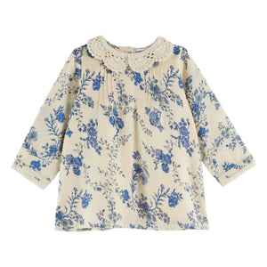 Emile et Ida - Vestido de punto con cuello bordado Fleurie | Crudo