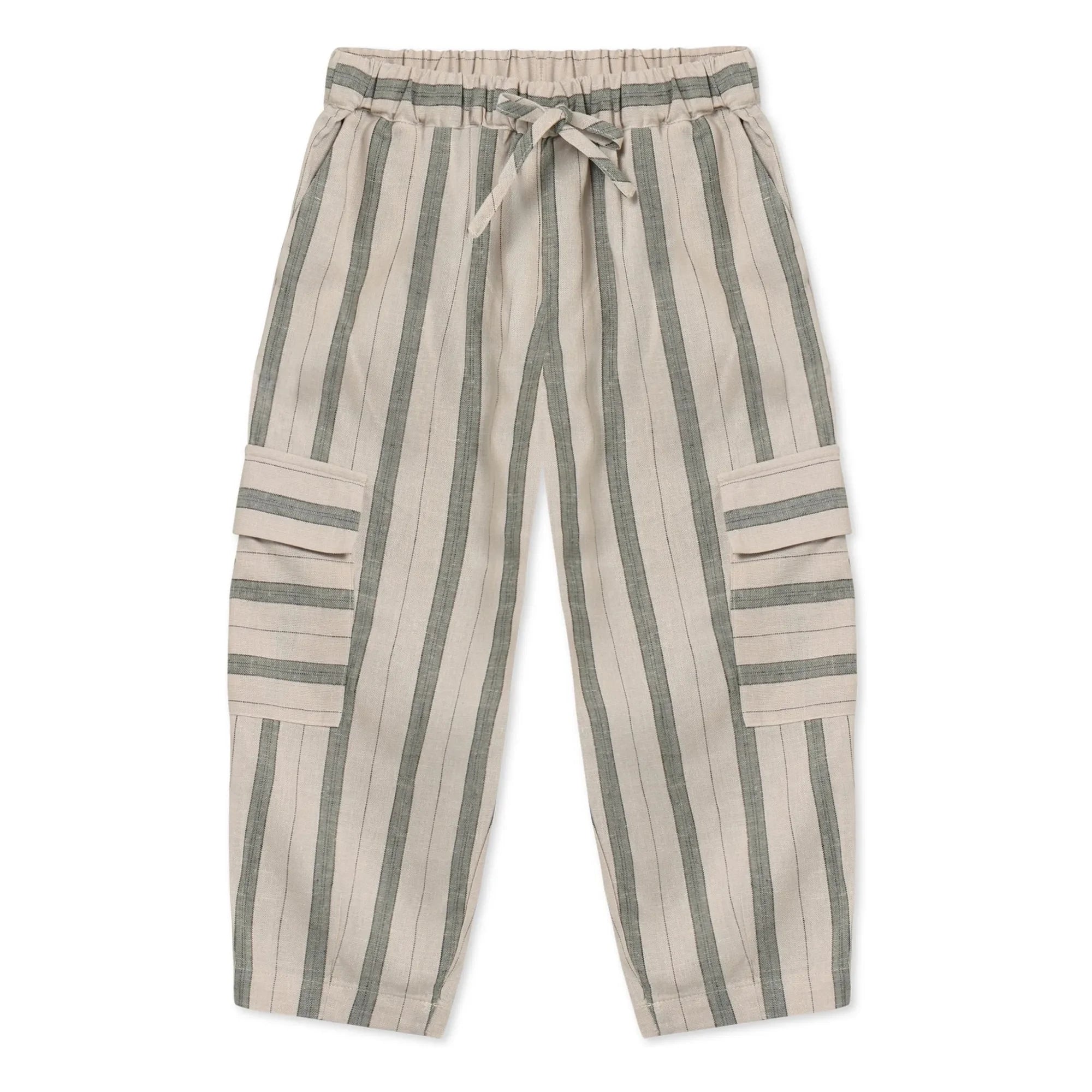 Fliink - Pantalones Cargo de Lino a Rayas Vira