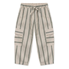 Fliink - Pantalones Cargo de Lino a Rayas Vira