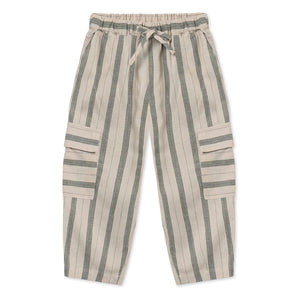 Fliink - Pantalones Cargo de Lino a Rayas Vira