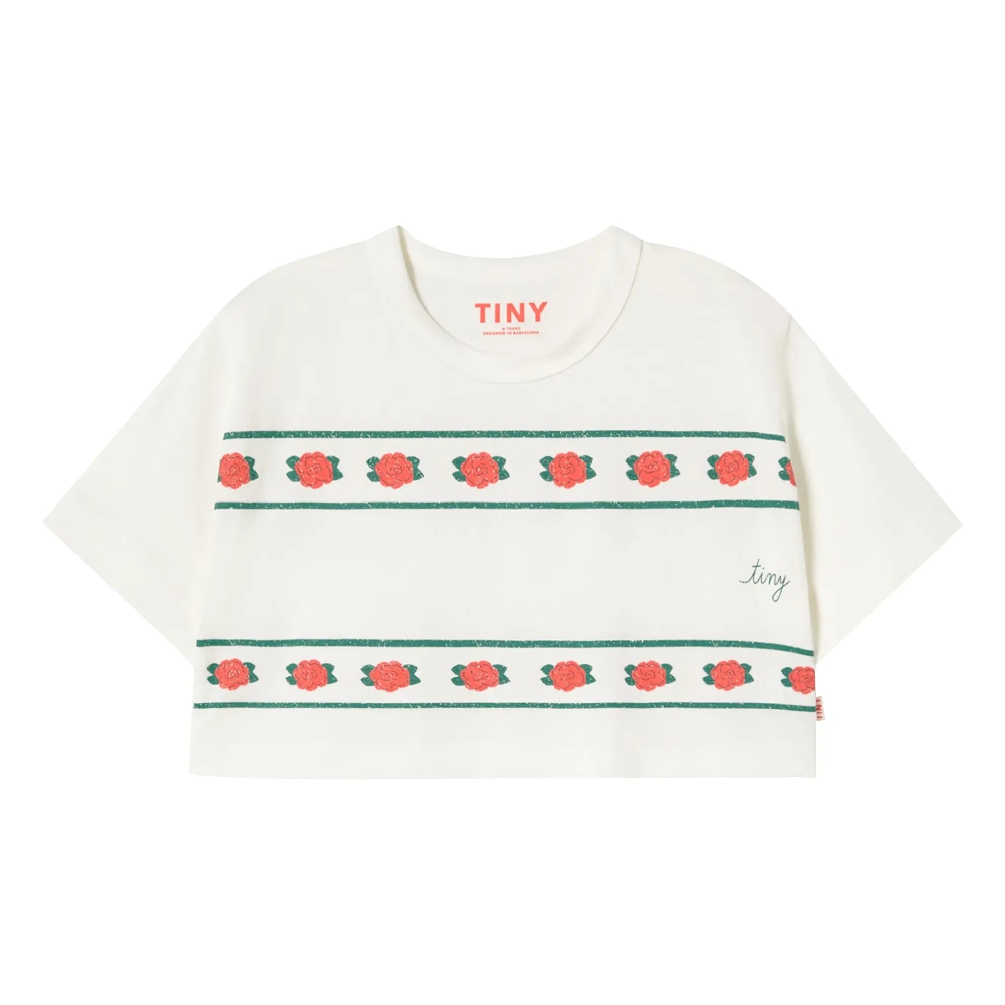 Tinycottons - Camiseta corta de algodón orgánico con rosas | Blanco