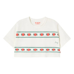 Tinycottons - Camiseta corta de algodón orgánico con rosas | Blanco