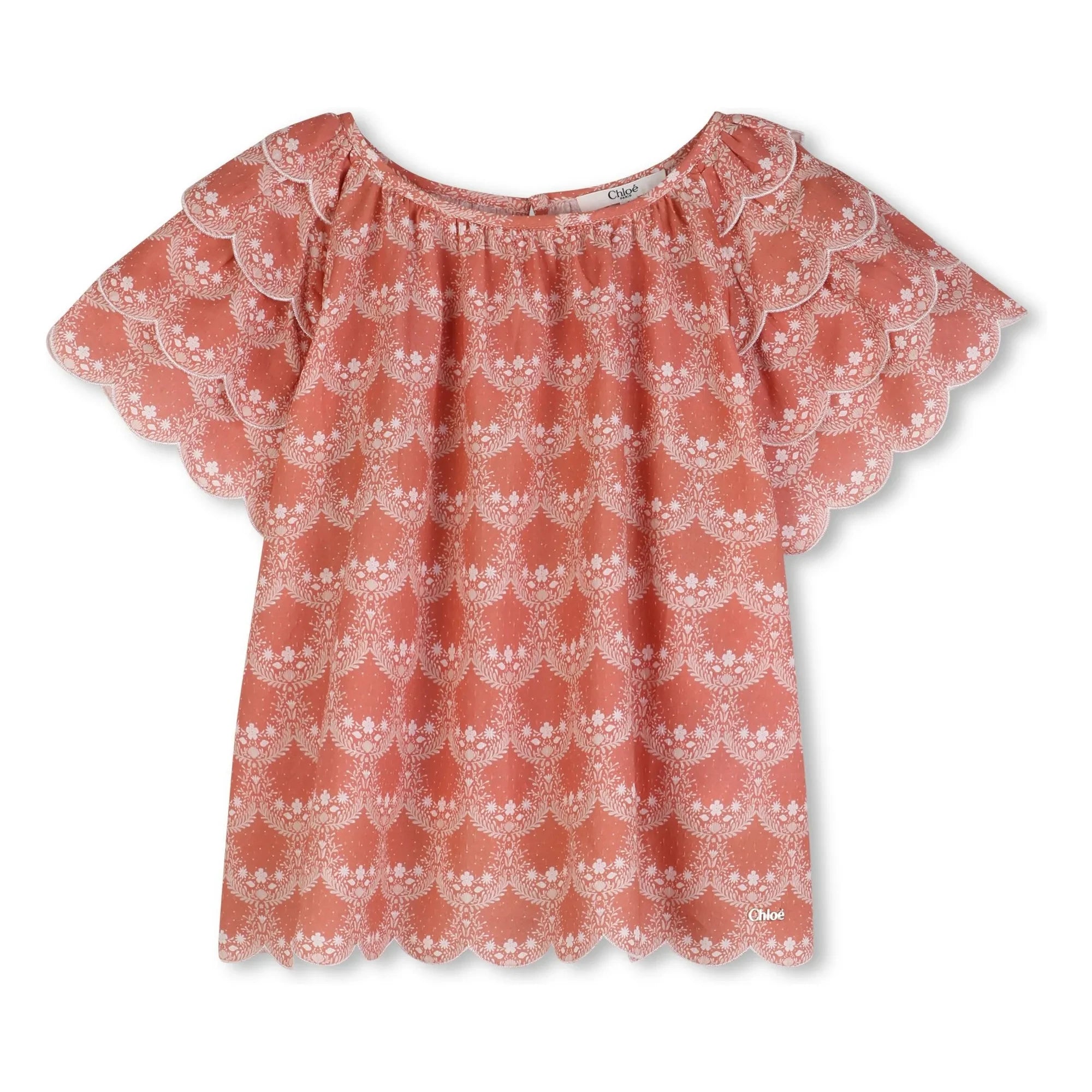 Chloé - Blusa de volantes de algodón orgánico | Melocotón