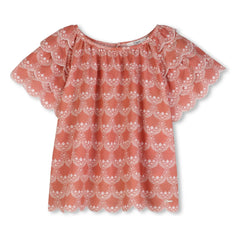 Chloé - Blusa de volantes de algodón orgánico | Melocotón