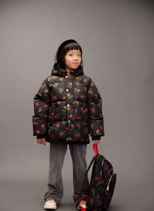 Mini Rodini - Lingonberries şişme mont | Siyah