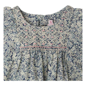 Bonpoint - Vestido fruncido de algodón orgánico Cadelili Fleurie | Azul de Prusia