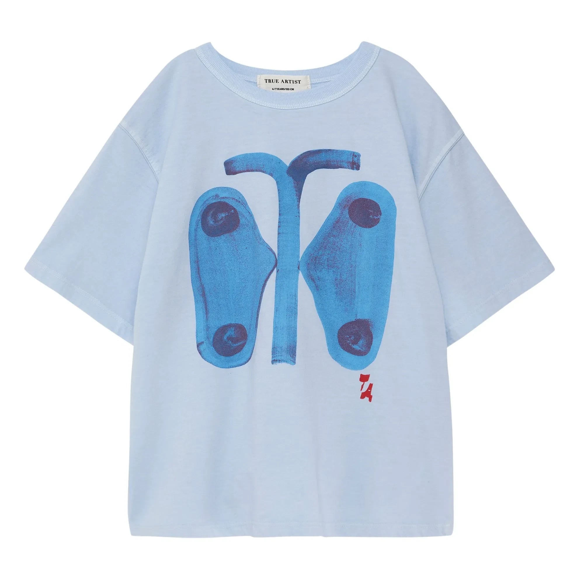 True Artist - Camiseta con mariposas de algodón orgánico | Azul claro