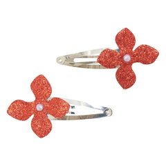Tartine et Chocolat - Set de 2 pinzas de pelo con flores brillantes | Rojo cereza