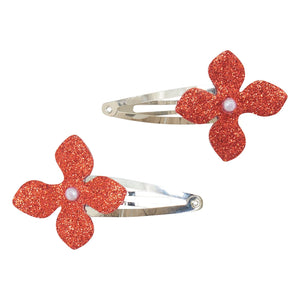 Tartine et Chocolat - Set de 2 pinzas de pelo con flores brillantes | Rojo cereza