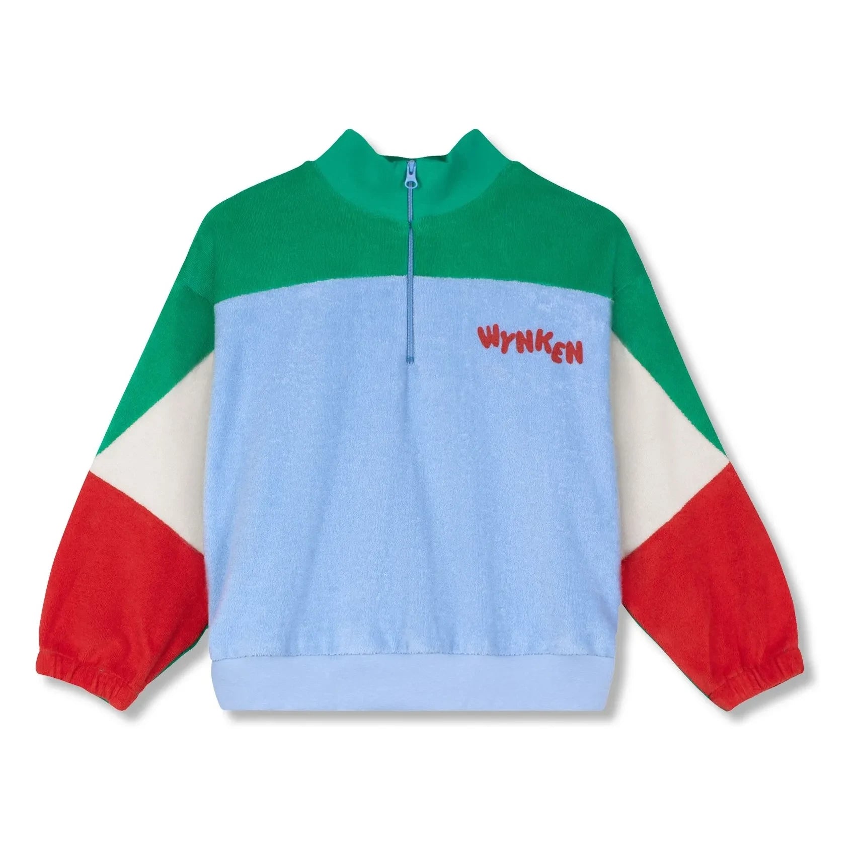 Wynken - Sudadera con cremallera de algodón orgánico con bloques de color | Azul claro