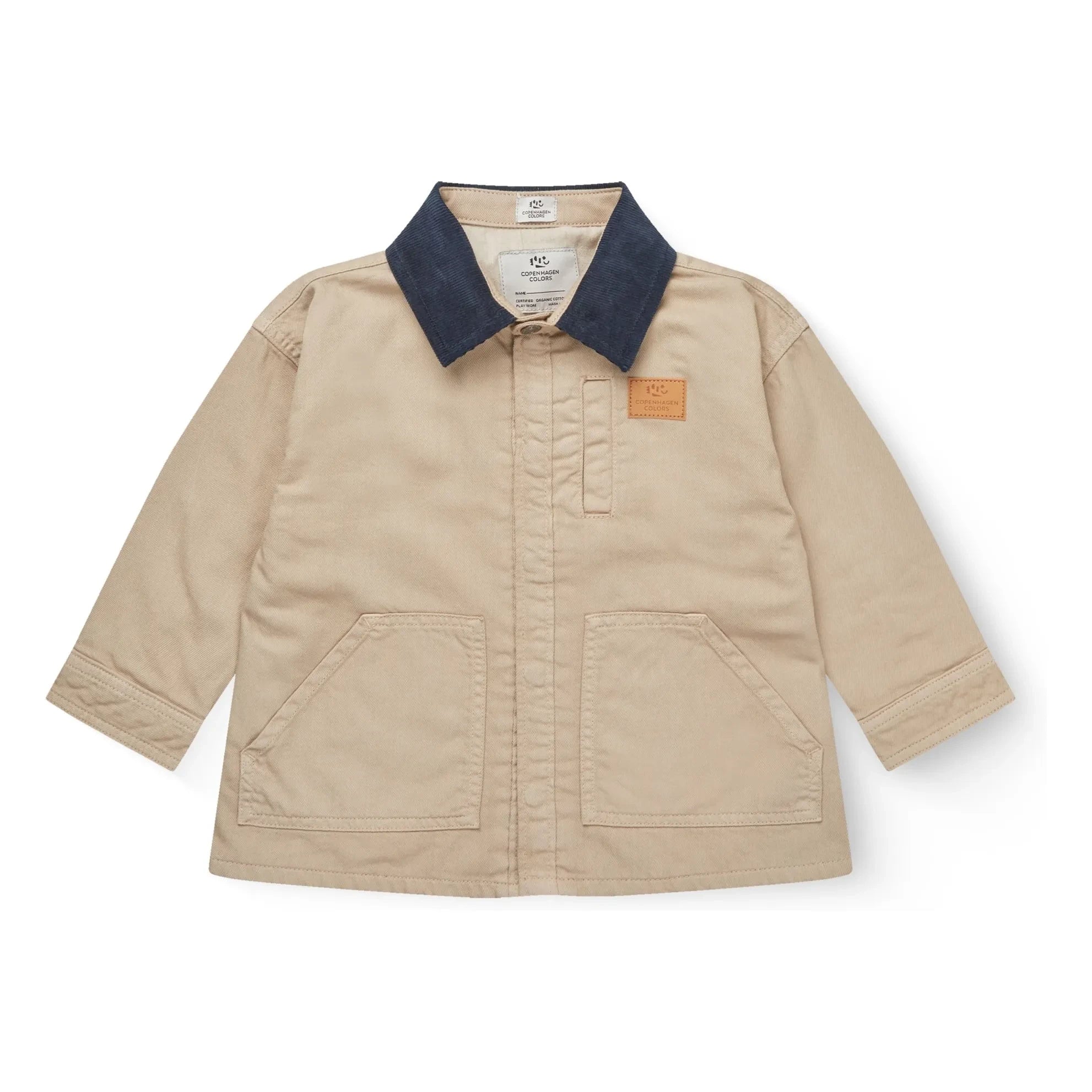 Copenhagen Colors - Chaqueta de cuello de algodón orgánico con textura de terciopelo | Beige