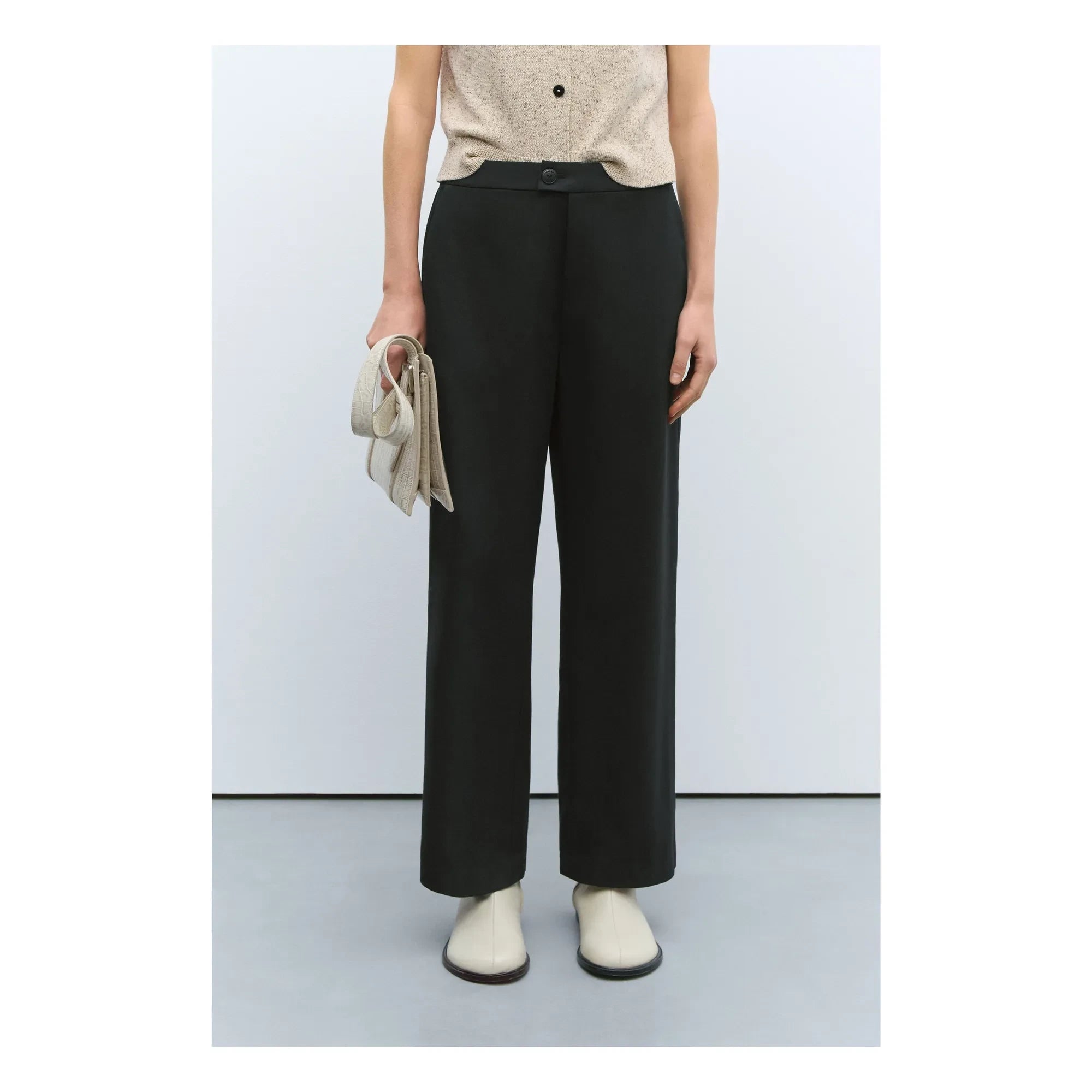 Cordera - Pantalón de lana virgen de sastrería nueva | Negro